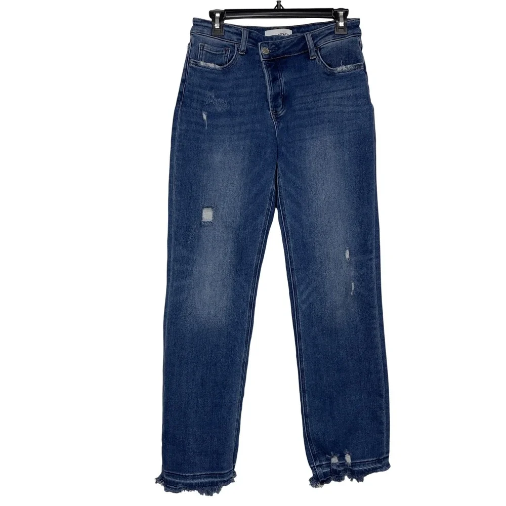 Vervet LA Womens Jeans Sz 27 Distressed High Rise Frayed Asymmetrical Button Fly